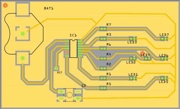 Représentation PCB du dé